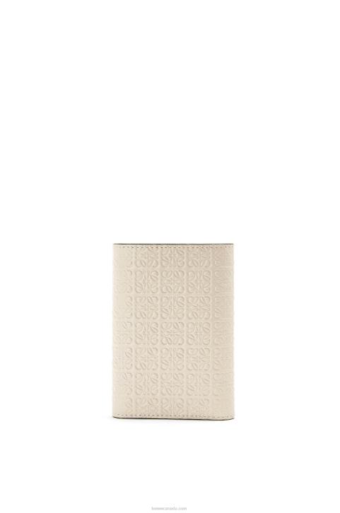Loewe Repeat small vertical wallet in embossed silk calfskin 688V1273 Women Light Oat