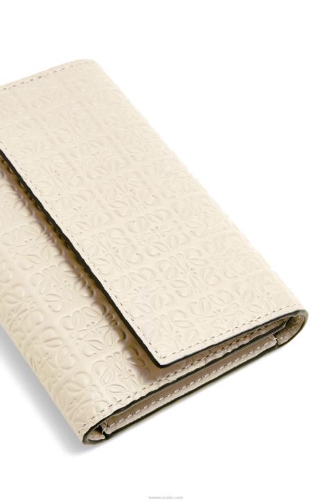 Loewe Repeat small vertical wallet in embossed silk calfskin 688V1273 Women Light Oat
