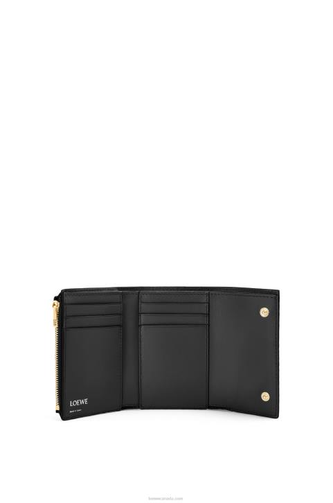 Loewe Repeat small vertical wallet in embossed silk calfskin 688V1276 Women Black