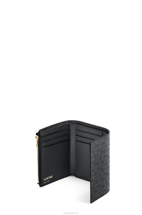 Loewe Repeat small vertical wallet in embossed silk calfskin 688V1276 Women Black