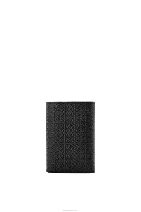 Loewe Repeat small vertical wallet in embossed silk calfskin 688V1276 Women Black