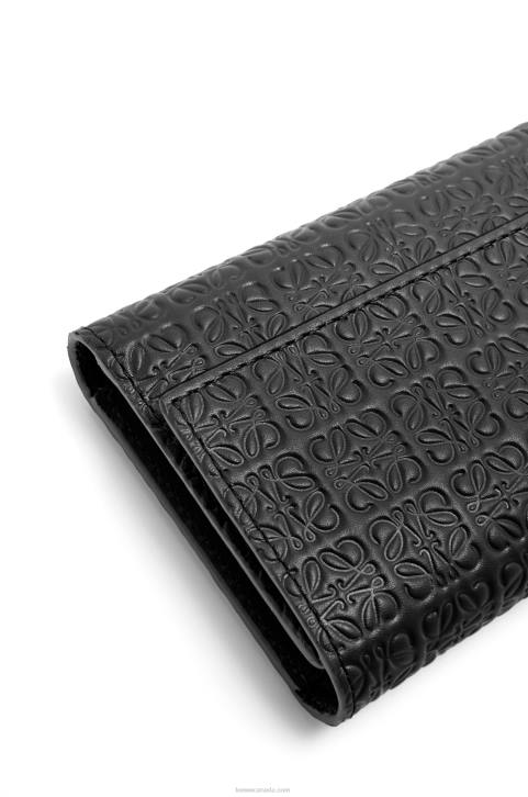 Loewe Repeat small vertical wallet in embossed silk calfskin 688V1276 Women Black