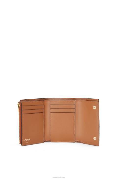 Loewe Repeat small vertical wallet in embossed silk calfskin 688V1280 Women Tan
