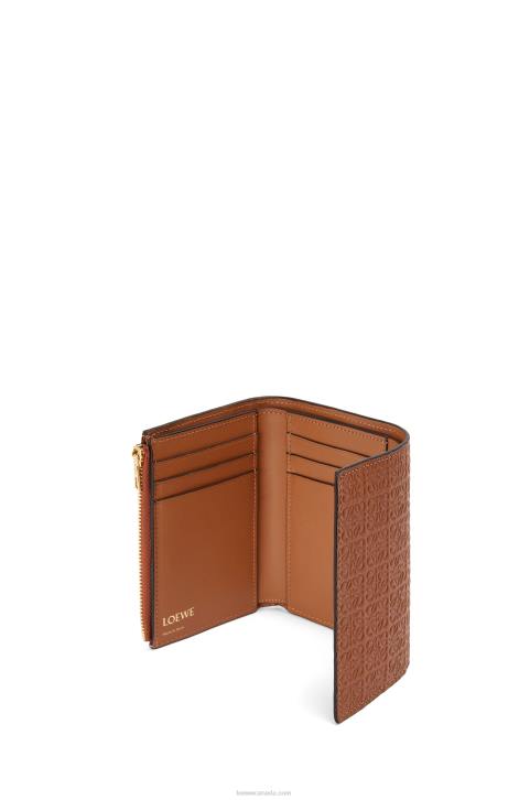 Loewe Repeat small vertical wallet in embossed silk calfskin 688V1280 Women Tan