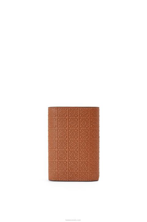 Loewe Repeat small vertical wallet in embossed silk calfskin 688V1280 Women Tan