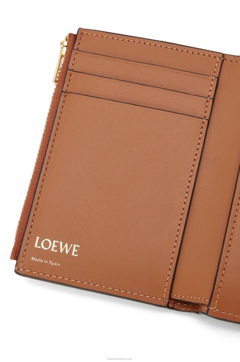 Loewe Repeat small vertical wallet in embossed silk calfskin 688V1280 Women Tan