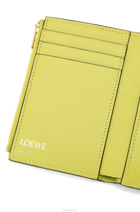 Loewe Repeat small vertical wallet in embossed silk calfskin 688V1313 Women Lime Yellow