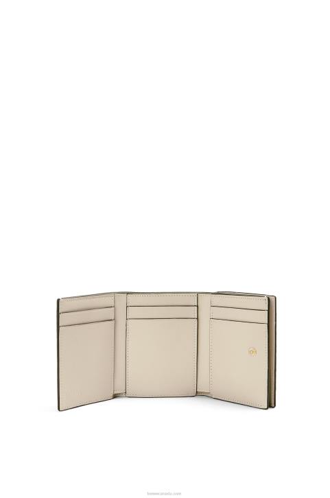 Loewe Repeat trifold wallet in embossed silk calfskin 688V1271 Women Light Oat