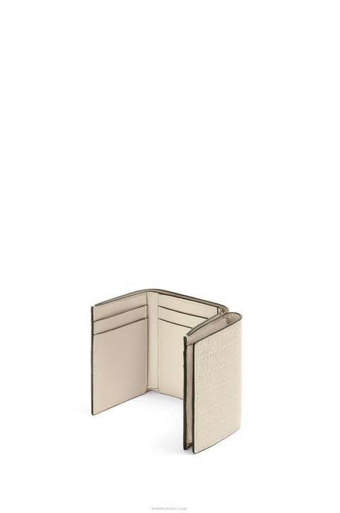 Loewe Repeat trifold wallet in embossed silk calfskin 688V1271 Women Light Oat
