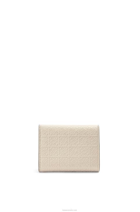 Loewe Repeat trifold wallet in embossed silk calfskin 688V1271 Women Light Oat