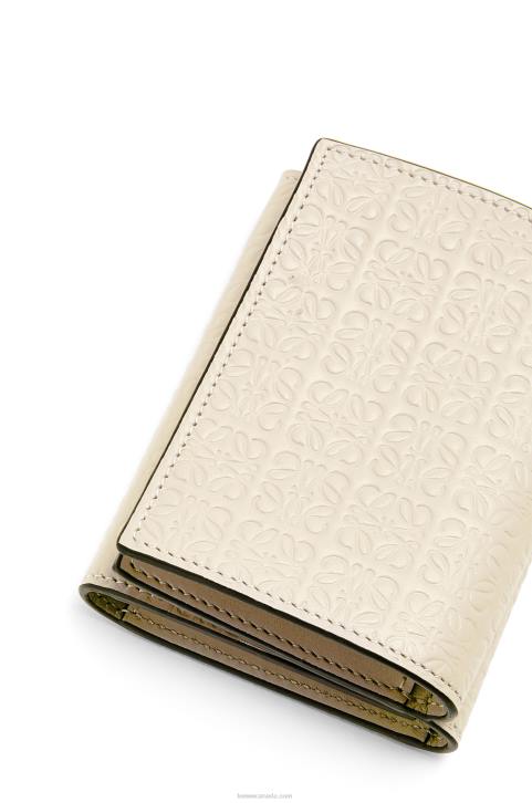 Loewe Repeat trifold wallet in embossed silk calfskin 688V1271 Women Light Oat