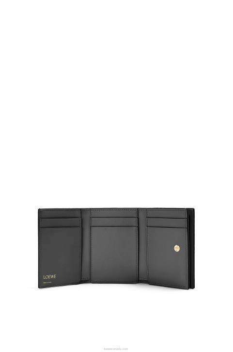 Loewe Repeat trifold wallet in embossed silk calfskin 688V1274 Women Black