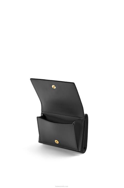 Loewe Repeat trifold wallet in embossed silk calfskin 688V1274 Women Black