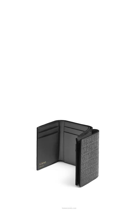Loewe Repeat trifold wallet in embossed silk calfskin 688V1274 Women Black