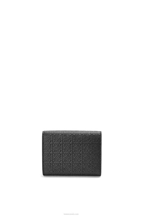 Loewe Repeat trifold wallet in embossed silk calfskin 688V1274 Women Black