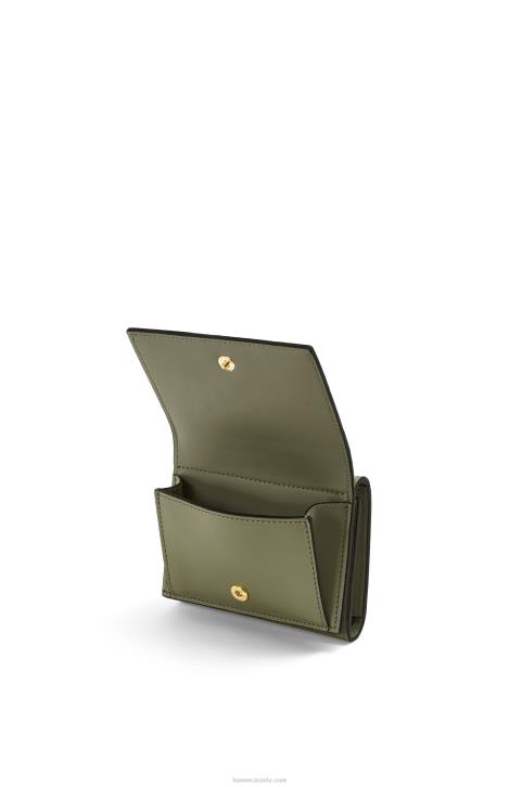 Loewe Repeat trifold wallet in embossed silk calfskin 688V1277 Women Avocado Green