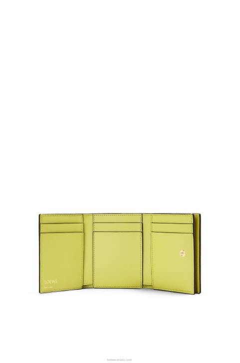 Loewe Repeat trifold wallet in embossed silk calfskin 688V1317 Women Lime Yellow