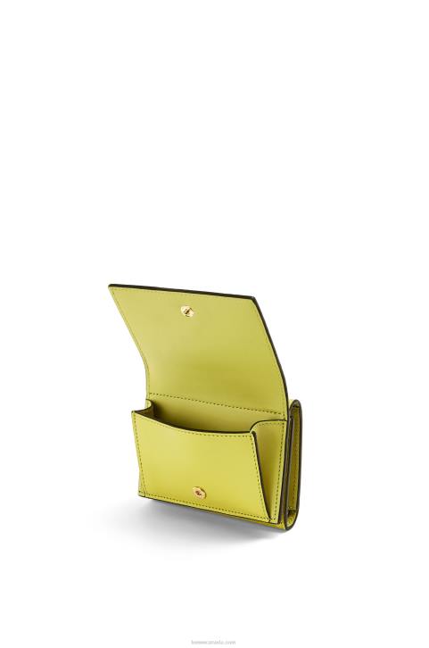 Loewe Repeat trifold wallet in embossed silk calfskin 688V1317 Women Lime Yellow