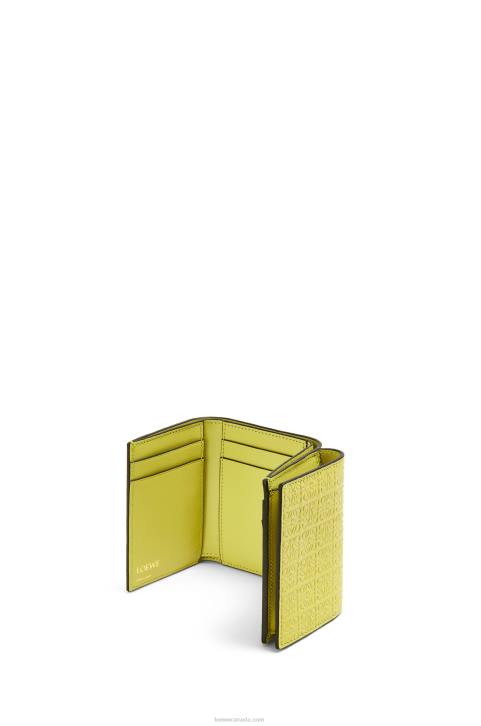 Loewe Repeat trifold wallet in embossed silk calfskin 688V1317 Women Lime Yellow