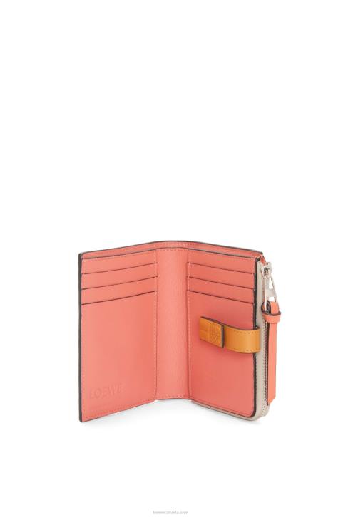 Loewe Slim zip bifold wallet in soft grained calfskin 688V1220 Women Light Oat/Honey