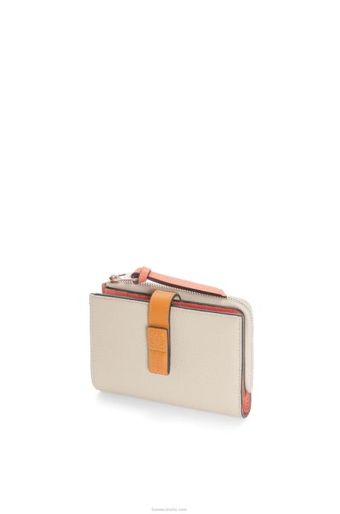 Loewe Slim zip bifold wallet in soft grained calfskin 688V1220 Women Light Oat/Honey
