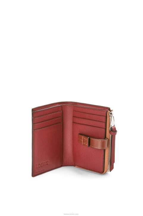 Loewe Slim zip bifold wallet in soft grained calfskin 688V1255 Women Light Caramel/Pecan