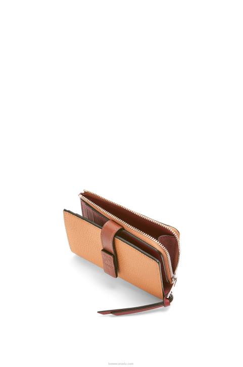 Loewe Slim zip bifold wallet in soft grained calfskin 688V1255 Women Light Caramel/Pecan