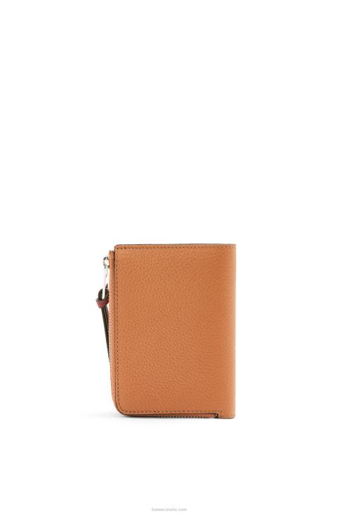 Loewe Slim zip bifold wallet in soft grained calfskin 688V1255 Women Light Caramel/Pecan