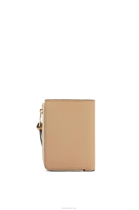Loewe Slim zip bifold wallet in soft grained calfskin 688V1265 Women Butter/Pale Lemon