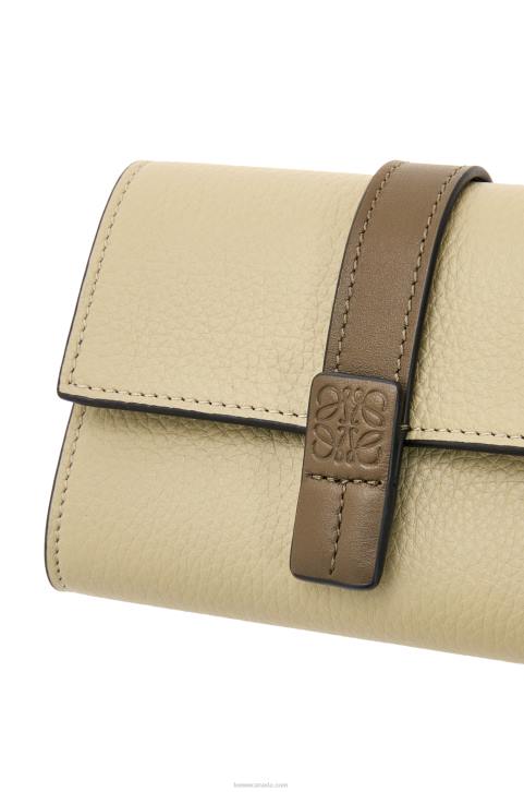 Loewe Small vertical wallet in soft grained calfskin 688V1210 Women Sage Green/Dark Khaki Green
