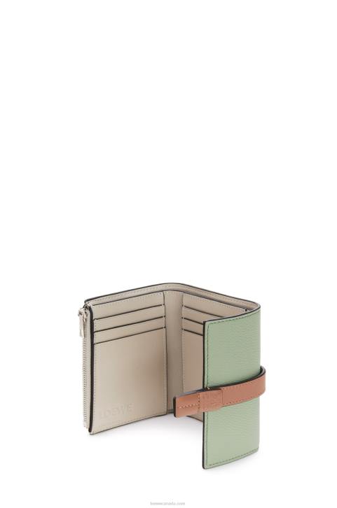 Loewe Small vertical wallet in soft grained calfskin 688V1225 Women Rosemary/Tan