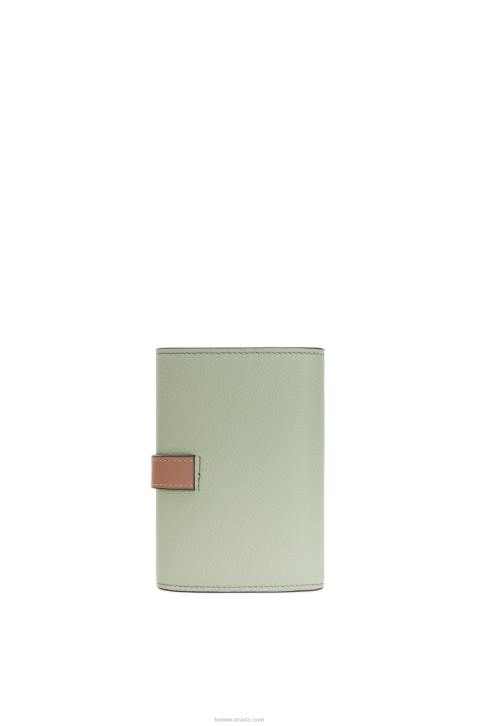 Loewe Small vertical wallet in soft grained calfskin 688V1225 Women Rosemary/Tan
