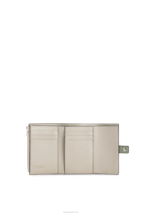 Loewe Small vertical wallet in soft grained calfskin 688V1225 Women Rosemary/Tan