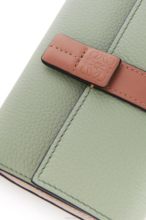 Loewe Small vertical wallet in soft grained calfskin 688V1225 Women Rosemary/Tan