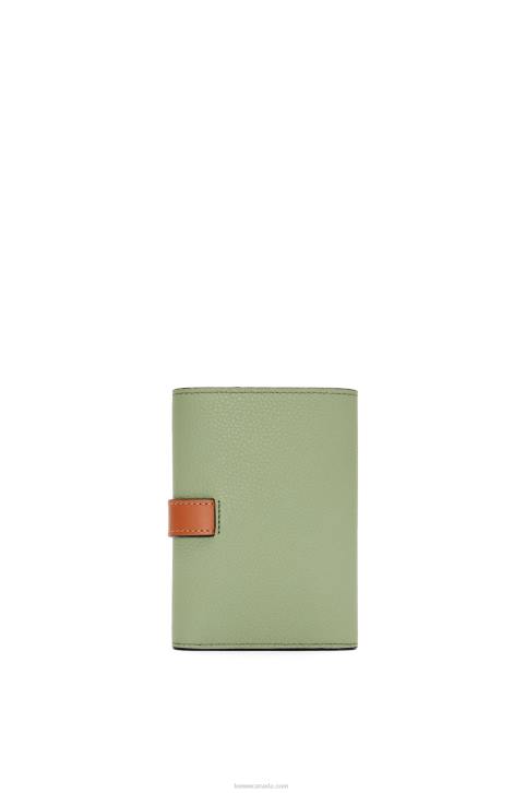 Loewe Small vertical wallet in soft grained calfskin 688V1225 Women Rosemary/Tan