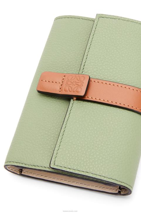 Loewe Small vertical wallet in soft grained calfskin 688V1225 Women Rosemary/Tan