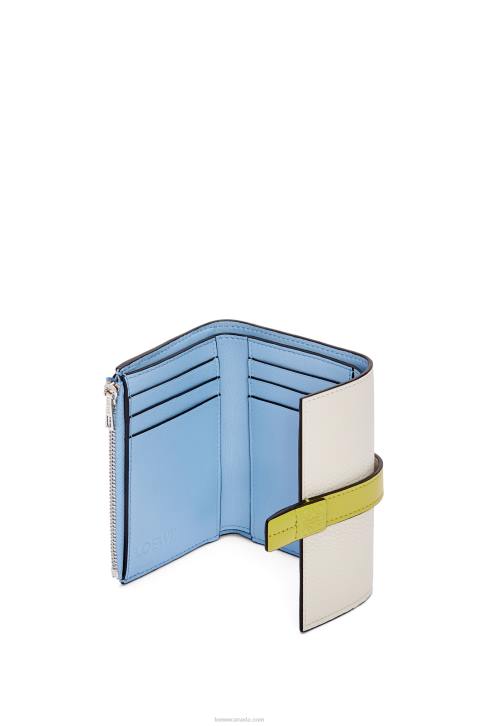 Loewe Small vertical wallet in soft grained calfskin 688V1228 Women Soft White/Lime Yellow