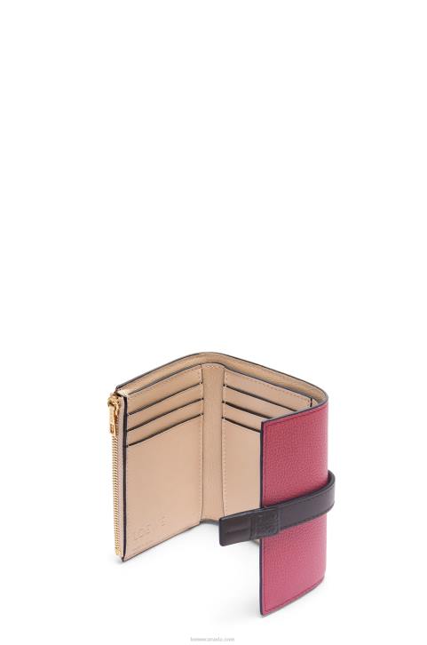 Loewe Small vertical wallet in soft grained calfskin 688V1243 Women Plumrose/Chocolate