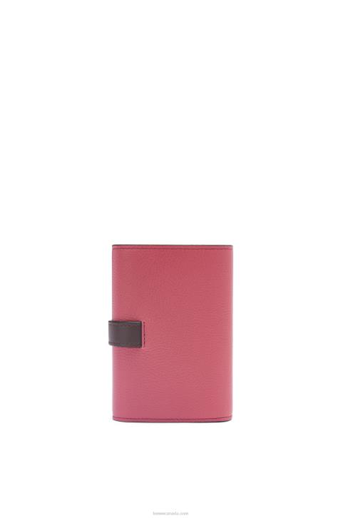 Loewe Small vertical wallet in soft grained calfskin 688V1243 Women Plumrose/Chocolate