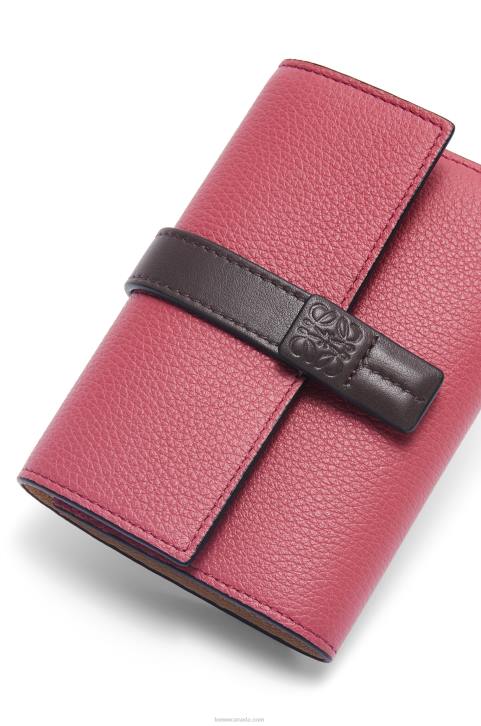 Loewe Small vertical wallet in soft grained calfskin 688V1243 Women Plumrose/Chocolate