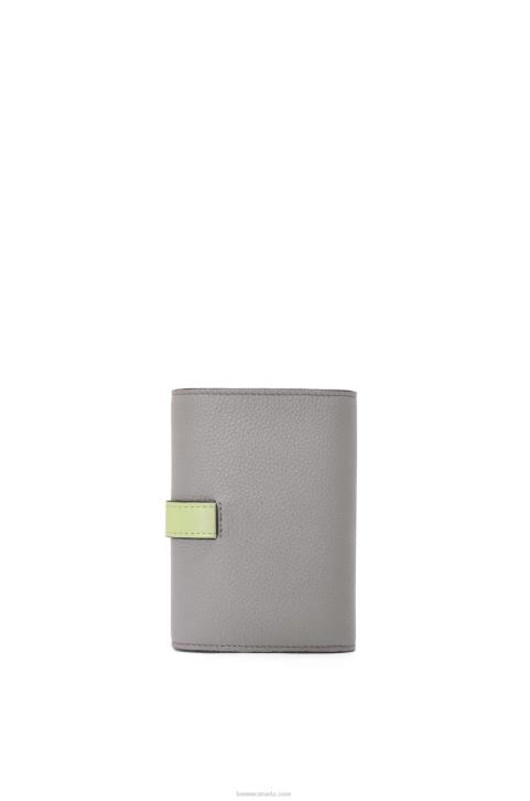 Loewe Small vertical wallet in soft grained calfskin 688V1252 Women Pearl Grey/Light Pale Green