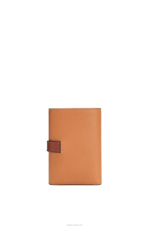 Loewe Small vertical wallet in soft grained calfskin 688V1256 Women Light Caramel/Pecan