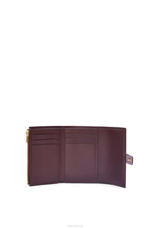 Loewe Small vertical wallet in soft grained calfskin 688V1270 Women Dirty Mauve/Tan