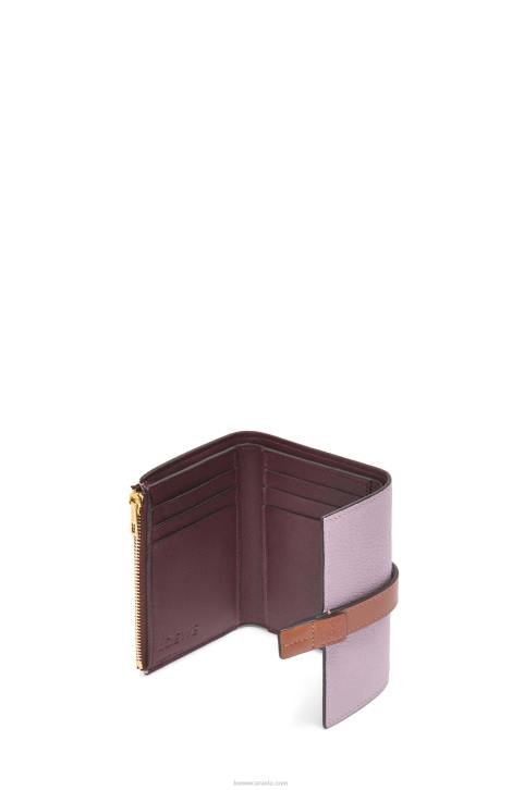 Loewe Small vertical wallet in soft grained calfskin 688V1270 Women Dirty Mauve/Tan