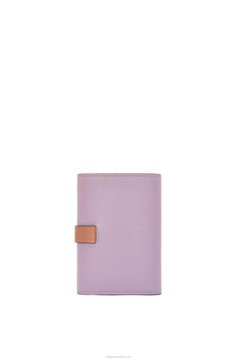 Loewe Small vertical wallet in soft grained calfskin 688V1270 Women Dirty Mauve/Tan