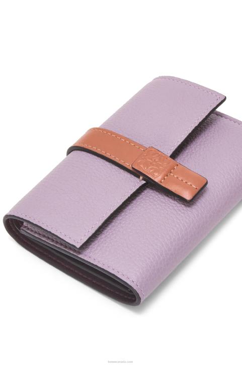 Loewe Small vertical wallet in soft grained calfskin 688V1270 Women Dirty Mauve/Tan