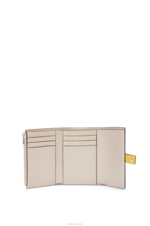 Loewe Small vertical wallet in soft grained calfskin 688V1282 Women Yellow/Clay Green