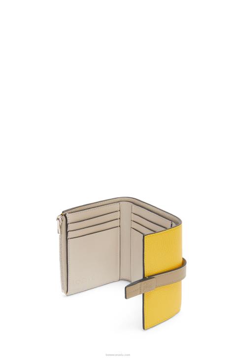 Loewe Small vertical wallet in soft grained calfskin 688V1282 Women Yellow/Clay Green