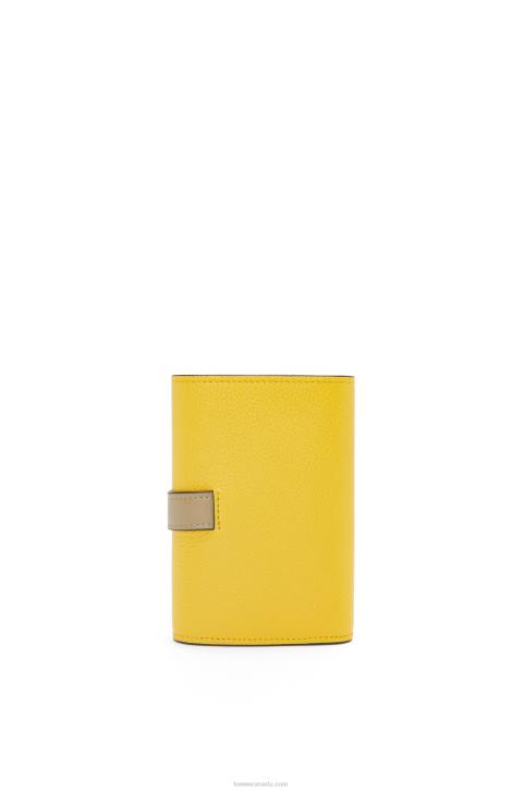 Loewe Small vertical wallet in soft grained calfskin 688V1282 Women Yellow/Clay Green