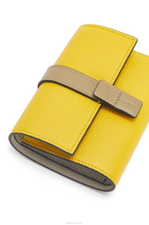 Loewe Small vertical wallet in soft grained calfskin 688V1282 Women Yellow/Clay Green